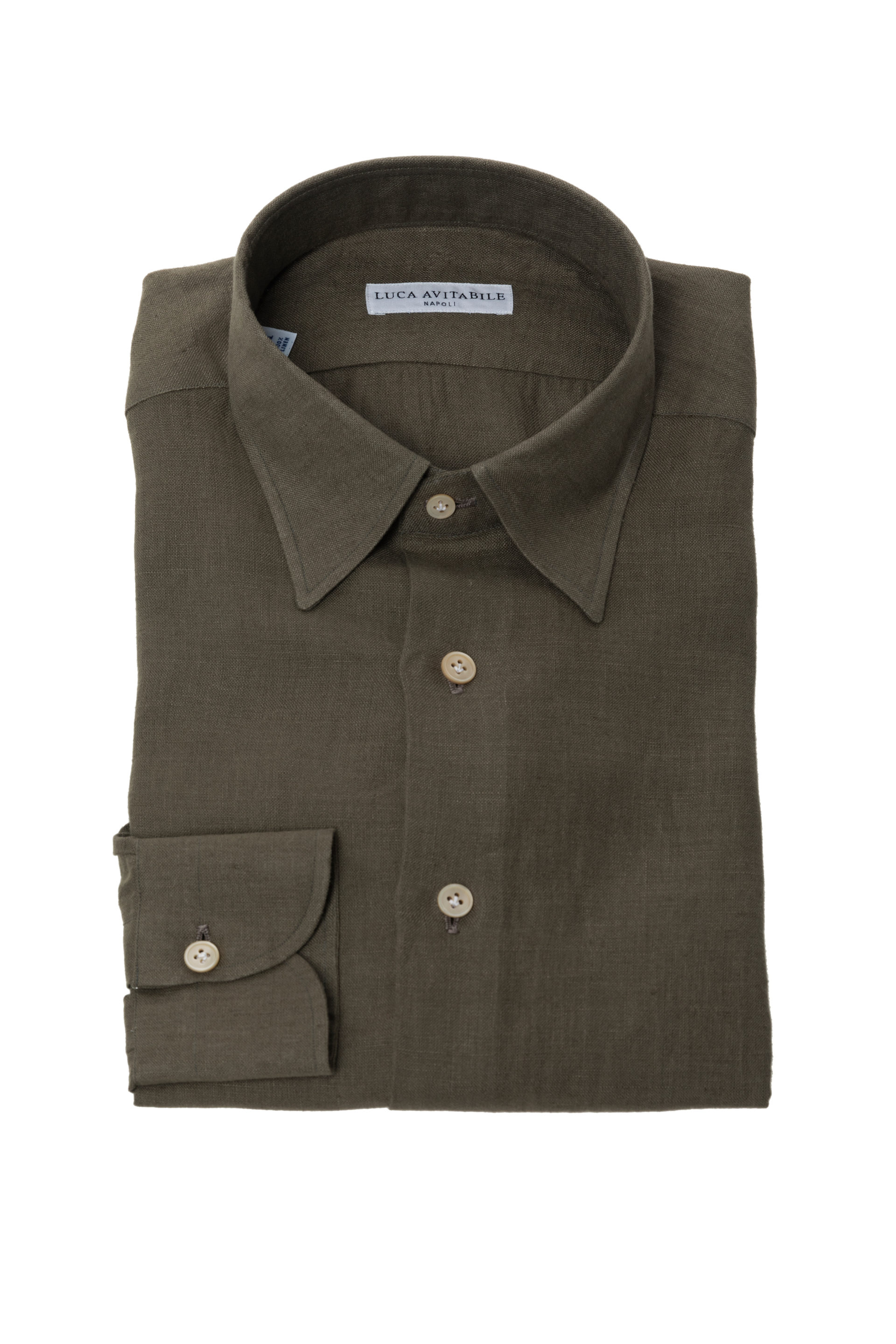 Primavera - Khaki Irish Linen Shirt - Luca Avitabile - Handmade Shirt